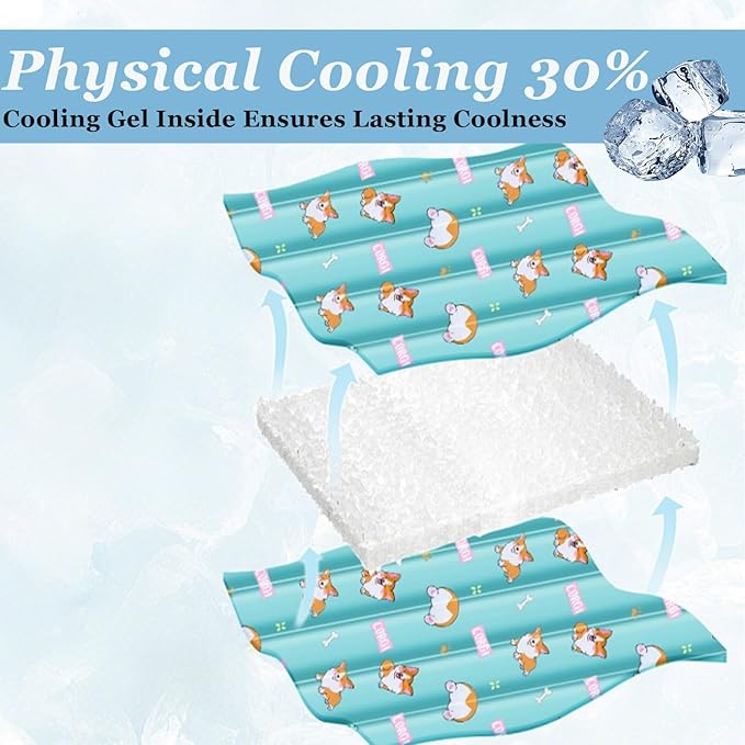 Dog Cooling Mat, Cooling Mat for Dogs & Cat, Provides Instant Relief for Small, Medium, Large Dogs, Washable, Non-Slip Design, Perfect for Hot Summer Days to Keep Pets Comfortable(Large 23.6''*35.4'')