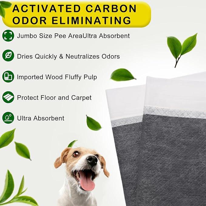 ELEGX 48"x36" Extra Large 30 Pcs Odor-Control Super Absorbency Charcoal Pee Pads for Dogs,Leak-Proof Pet Training Pee Pads,Thicken Disposable Potty Pads Puppy Training Pads for Cats Rabbits