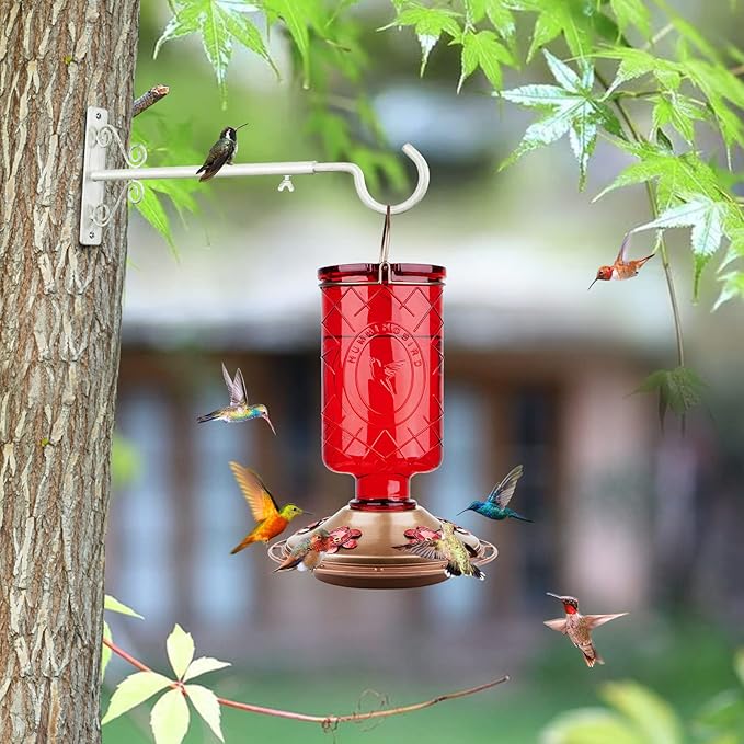 BOLITE Bird Feeder Hanger(16 to 24 Inch), Adjustable Hanging Plant Bracket, Wall Hooks for Hanging Bird Feeders, Planters, Lanterns, Wind Chimes, String Lights, 2 Pack, White