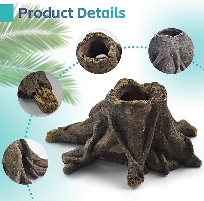 5 PCS Tank Accessories for Bearded Dragon Include Resin Hollow Tree Root Reptile Habitat Hideout Decor Hanging Jungle Vines Flexible Leaves Climbing Decorations for Lizard Gecko Chameleon Spider