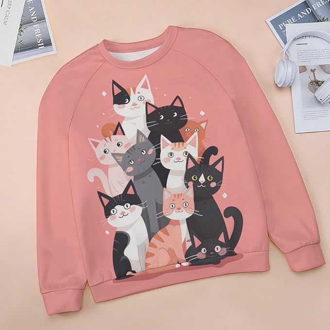 Womens Long Sleeve Tops Y2k Japanese Art Print Sweatshirts Fall Pullover for Women Crewneck Vintage Shirts Boho Tops