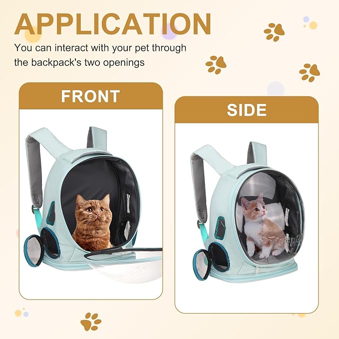 Pet Backpack Carrier, Portable and Ventilated, Oxford Cloth, Dog Cat Travel Bag with Transparent Cover 12.99", (Blue, 1 Pcs), Intended for Hiking/Camping/Traveling