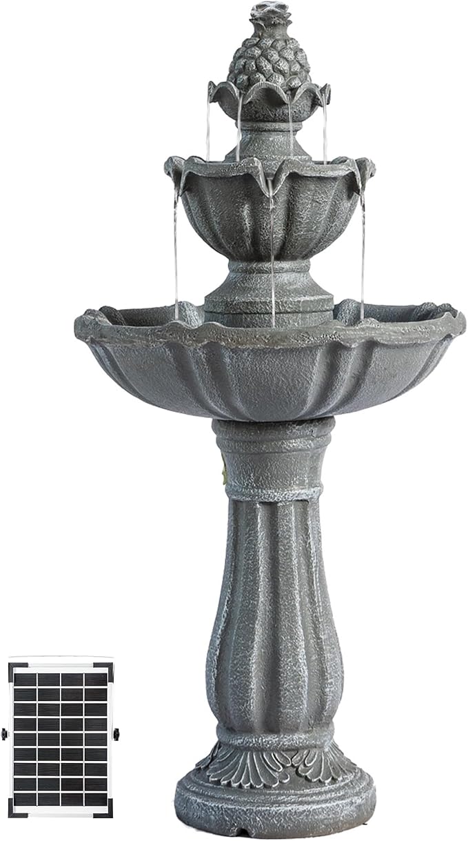 XBrand 36.2" 2-Tier Outdoor Freestanding Solar Water Fountain - Classic Design
