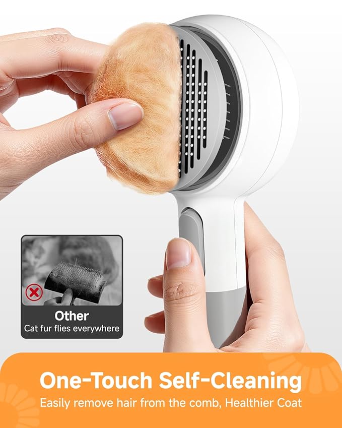 Pet Brush for Cats & Dogs Steam, 3-in-1 Steam Beauty Pet Comb, 2-Speed Spray Settings, Removes Dander and Deshedding Tool, One-Touch Self-Cleaning Hair Brush, for Long and Short Hair Pets