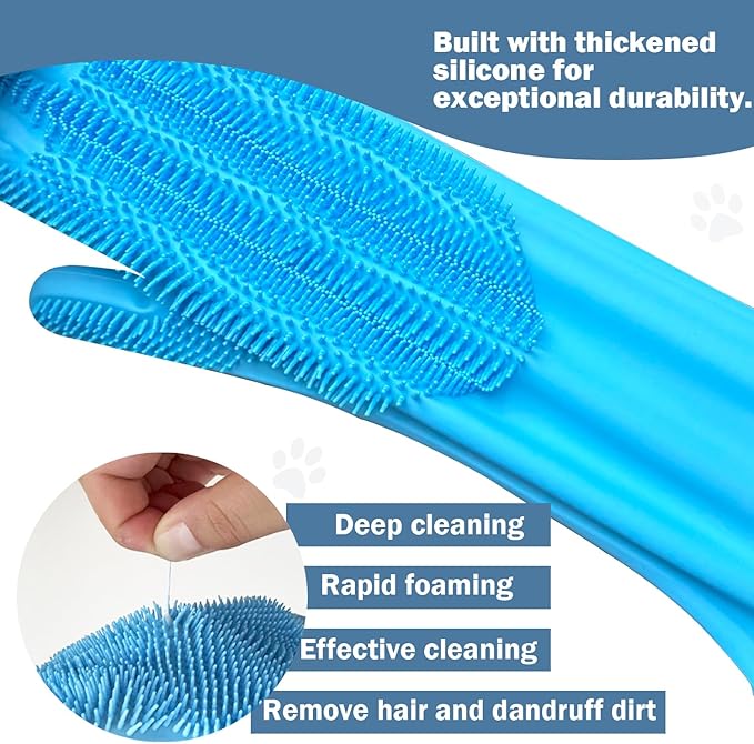 pte Grooming Gloves: Bite-Resistant Pet Bathing Glove with Anti-Slip Particles, Wet and Dry use, Safe for All Ages. Great as Dog Brush Glove and Cat Gloves for Grooming