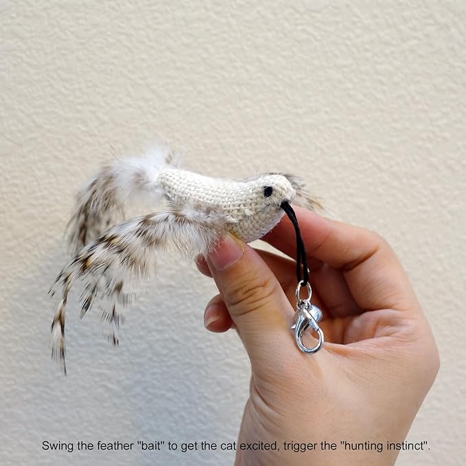 TTcat Feather Toys, 4 Pcs Simulation Birds Refills, Cat Toys Replacement Feathers for Cat Kitten Wand.