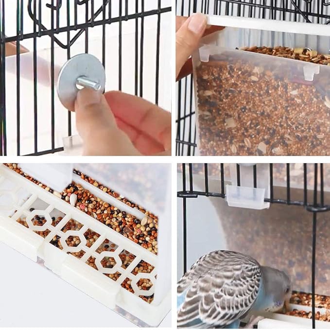 Parrot Automatic Feeder,No-Mess Bird Feeder,Cage Accessories for Budgerigar Canary Cockatiel Finch Parakeet Seed Food Container by Old Tjikko (Screw-Fixed Bird Feeders)