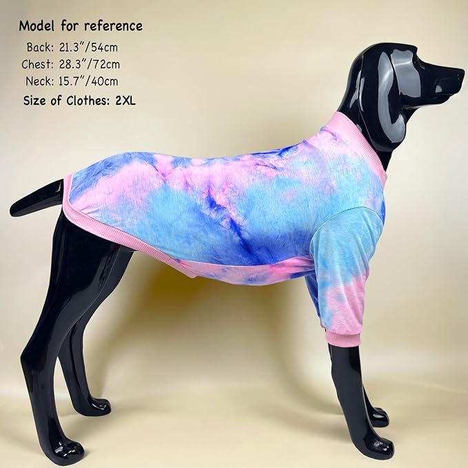 D.E.E Cotton Dog Shirts Large Tie Dye Dog Clothes Lightweight Girl Boy Big (Pink, M)