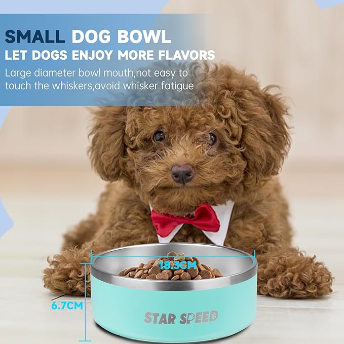 StarSpeed 42oz Stainless Steel Dog Bowls with Rubber Bottom Non-Slip Double Wall Metal Outdoor Dog Food and Water Bowls Weighted Insulated Pet Feeding Bowl for Small,Medium Sized Dogs or Cats