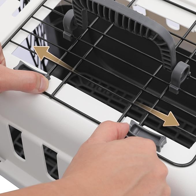 MoNiBloom 18-Inch 2-Door Top Loading Cat Carrier, Plastic Dog Crate Hard-Sided Dog Travel Carrier for Small Dogs and Cats, Ventilation and Security Lock Design for Pets up to 10 lbs (Grey)