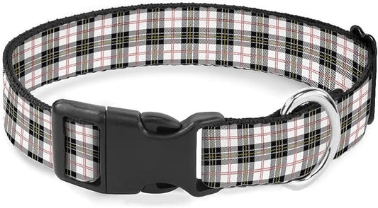 Black White Plaid Gingham Pet Collar Cat Dog Neck Strap Quick Release Buckle Adjustable Female Male Puppy Corgi