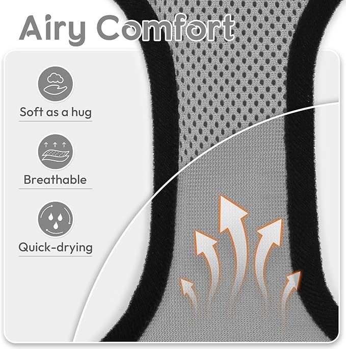 Dooradar Cat Harness and Leash Set, Escape Proof Safe Adjustable Kitten Vest Harnesses for Walking, Easy Control Soft Breathable Mesh Jacket with Reflective Strips for Cats, Grey, XXS