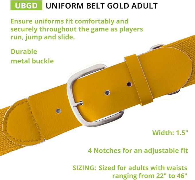 Champion Sports Baseball/Softball Uniform Belt, Comfort Stretch Fit Durable Syntex Tab - Youth & Adult Sizes, Multiple Colors