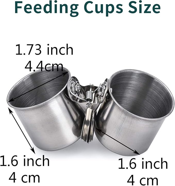 TBWHL Parrot Feeding Cups Hanging Pet Animal Stainless Steel Birdcage Bowls Bird Bowls for Cage Parakeet Birds Cage Accessories Suitable Small and Medium Bird S