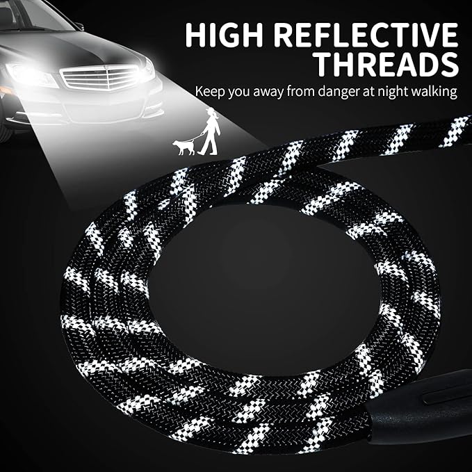 Long Dog Leash for Training 20Ft-Reflective Nylon Rope with Swivel Hook-Recall Agility Lead for Large Small Medium Dogs Outside Walking Hiking-Black