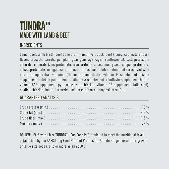 ORIJEN Pate Wet Dog Food Tundra Recipe with Liver 12.8oz Cans (12 Count)