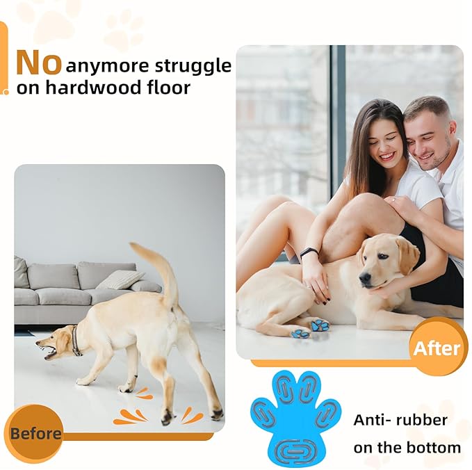 Non-Slip Dog Paw Protector Pads for Senior Dogs, Dog Paw Adhesive Pads on Hardwood Floor,Senior Pets Essentials with Strong Traction,Puppy Grippers,Blue,12 Sets 48 pc M