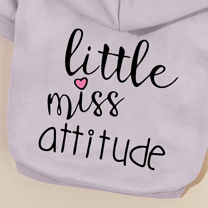 Cat Hoodies for Cats Puppy Pet Clothes Cat Apparel Little Miss Attitude Print Dog Hoodie for Small Medium Dogs Outfits for Kittens(Purple,S)