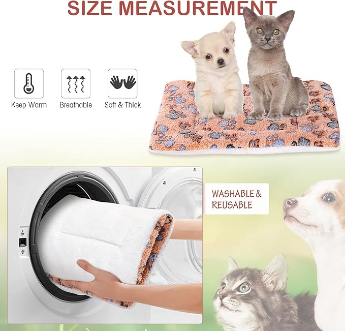 Tuanse 4 Pack Ultra Soft Dog Cat Bed Mat with Cute Prints Reversible Fleece Dog Crate Kennel Pad Cozy Washable Thickened Hamster Guinea Pig Pet Bed Mat for Small Animals(13 x 19 Inches,Vivid Color)