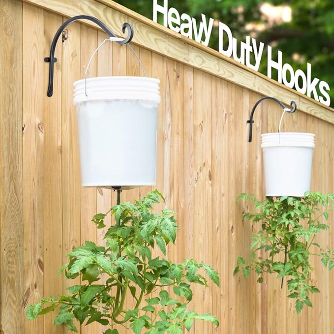 Bird Feeder Hanger: 12-Inch Wall-Mounted Plant Bracket Outdoor - 4 Pieces Black Plant Hooks for Hanging Flower Baskets