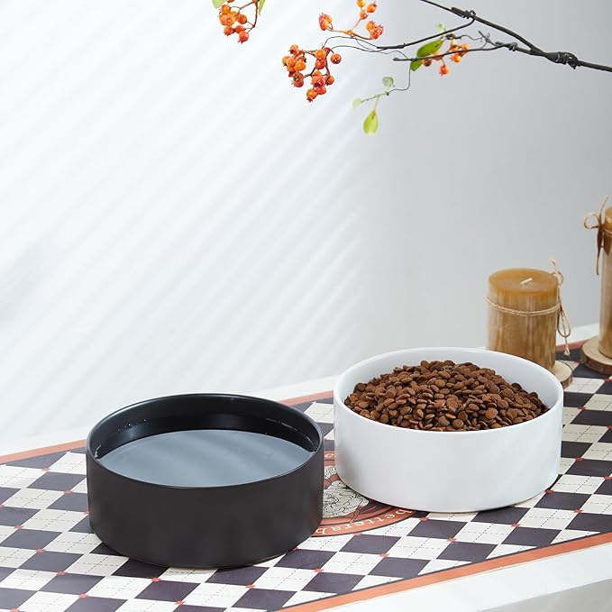 8'' Ceramic Dog Bowl - 70Oz Classic Dogs Food & Water Bowl for Medium and Large Breeds, Heavy-Duty Non-Slip Dog Dish, Food Grade Stoneware Pet Bowl, Dishwasher & Microwave Safe, White