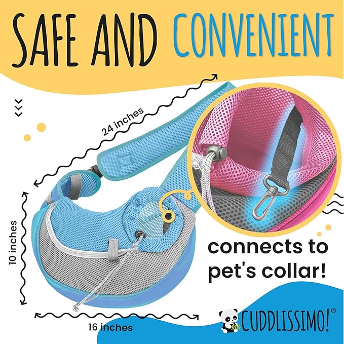 Pet Sling Carrier - Soft Front-Chest Carrying Bag for Small Pets (Ideal for Dogs & Cats 6–10 lbs) - Carefully Sized for Yorkshire Terrier, Maltese, Toy Poodle, Papillon - (Blue-L)