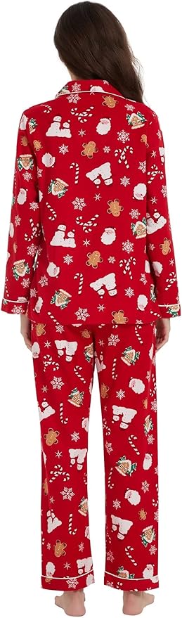 GLOBAL Flannel Pajamas for Women 2-Piece Comfy and Cozy Flannel Pj Set Cotton Loungwear