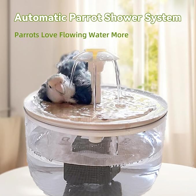 kathson Parrot Bathtub,Automatic Bird Bath Shower,Parakeet Bath Tub with Petal Circulating Filter Fountain,Birds Cage Bathing for Small Medium Parrots Lovebirds Conures Finches Cockatiels Budgie