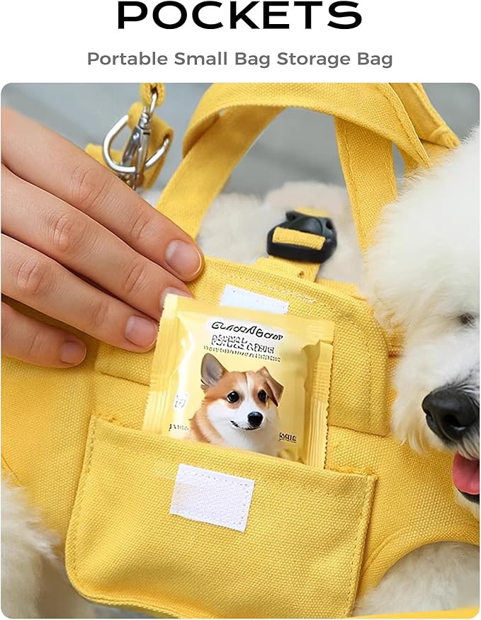 Dog Carry Sling for Small Dogs, Full Body Sling with Handle, Hands Free Shoulder Carrier for Senior Dogs Joint Injuries, Joint Injuries, Up and Down Stairs (Yellow,S, 5.5~8.8 lbs)