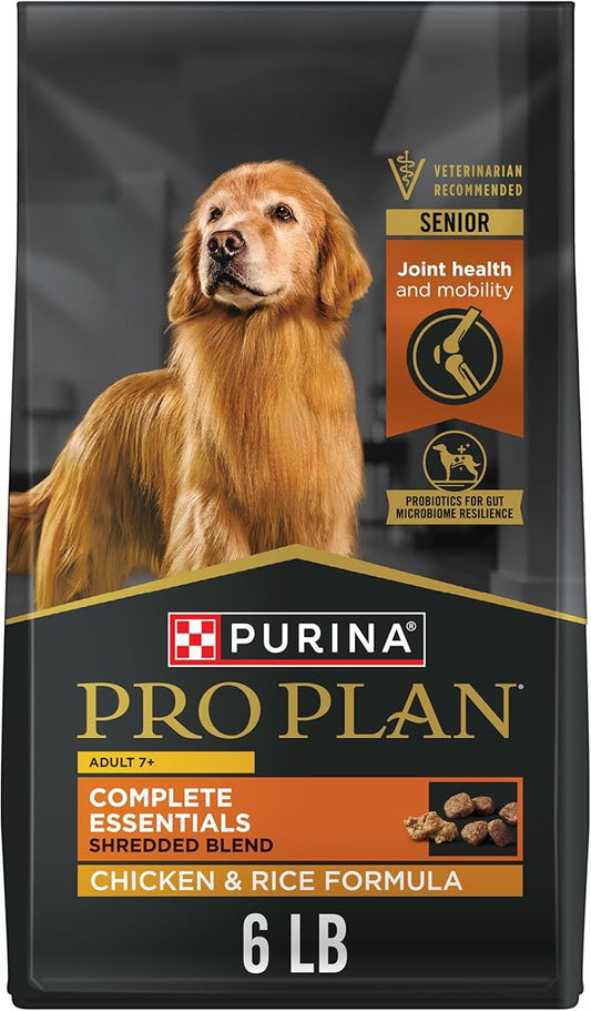 Purina Pro Plan Senior Dog Food With Probiotics for Dogs, Shredded Blend Chicken & Rice Formula - 6 lb. Bag