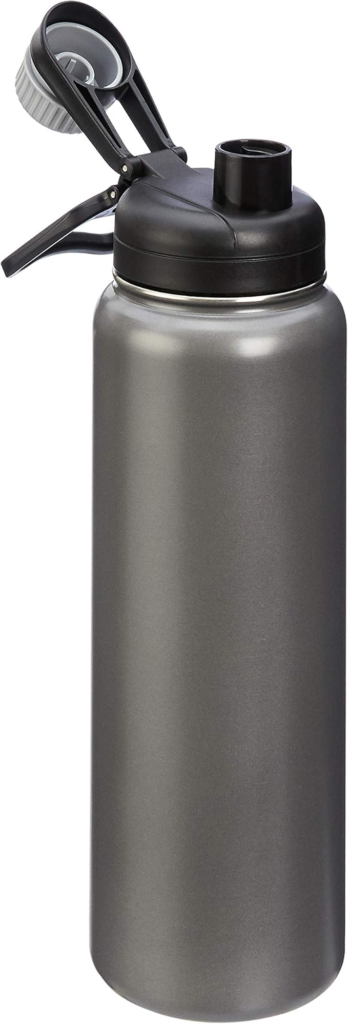Amazon Basics Large Stainless Steel Insulated Water Bottle, Spout Lid, 30.1 ounces, Gray
