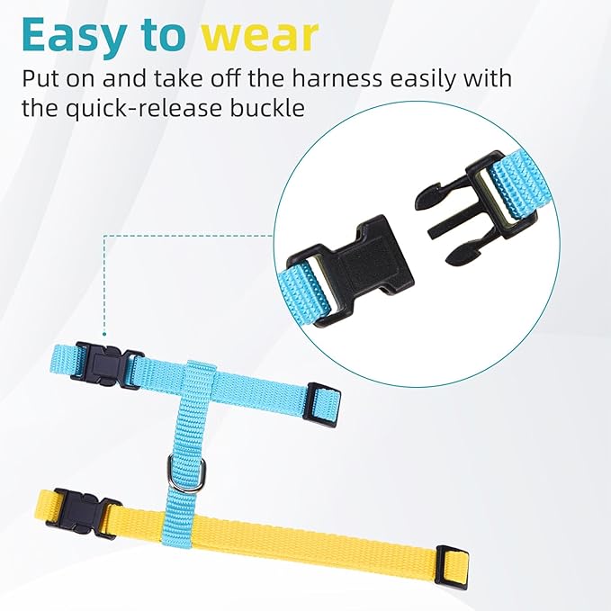 PUPTECK Adjustable Cat Harness and Leash Set Escape Proof Kitten Strap Collar for Walking Travel, Blue Yellow