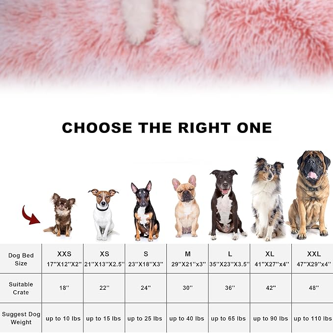 Bedfolks Plush Waterproof Dog Crate Bed with Removable Washable Cover,Faux Fur Kennel Pad for Medium Dogs,29"x21",Pink