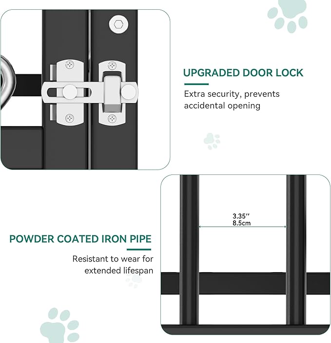 YITAHOME Large Outdoor Dog Kennel with Rotating Feeder Bowls, 8'L x 4'W x 5.4'H Dog Pens Outside with Roof, Heavy Duty Dog Cage for Medium Large Dogs