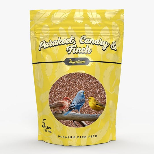 Mycelium Premium Flax Seed – Organic, Non-GMO, High Nutritional Value Bird Food for Parakeets, Canaries, and Finches, Sourced from Local USA Farms, Sustainable Farming, 5 lbs
