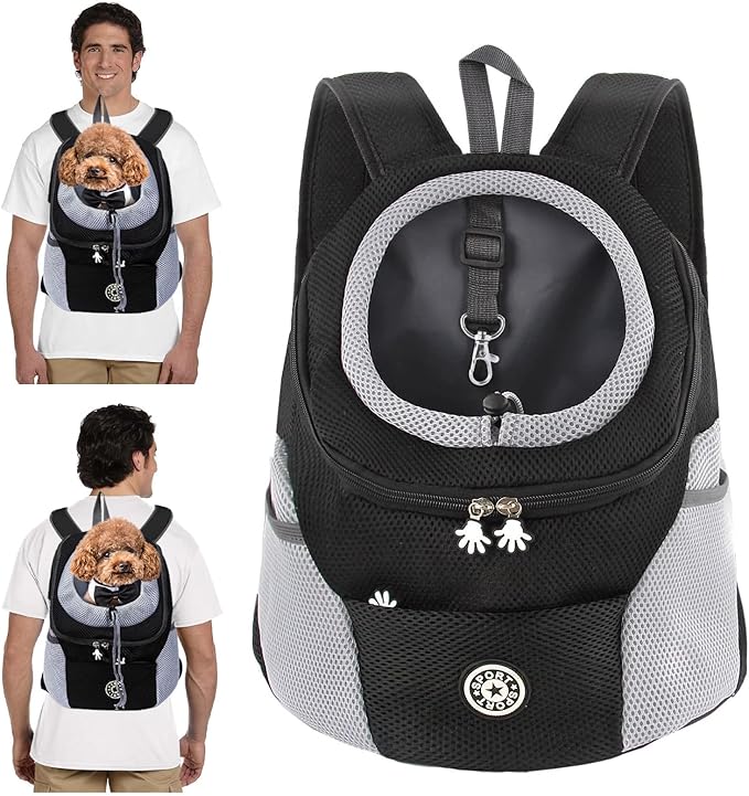 Pet Carrier Backpack,Breathable Dog Backpack Carrier with Adjustable Straps,Side Storage Pockets,Dog Head-Out Backpacks with Safety Belt,Puppy Front and Back Carriers for Small Dogs Cats
