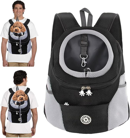 Pet Carrier Backpack,Breathable Dog Backpack Carrier with Adjustable Straps,Side Storage Pockets,Dog Head-Out Backpacks with Safety Belt,Puppy Front and Back Carriers for Small Dogs Cats