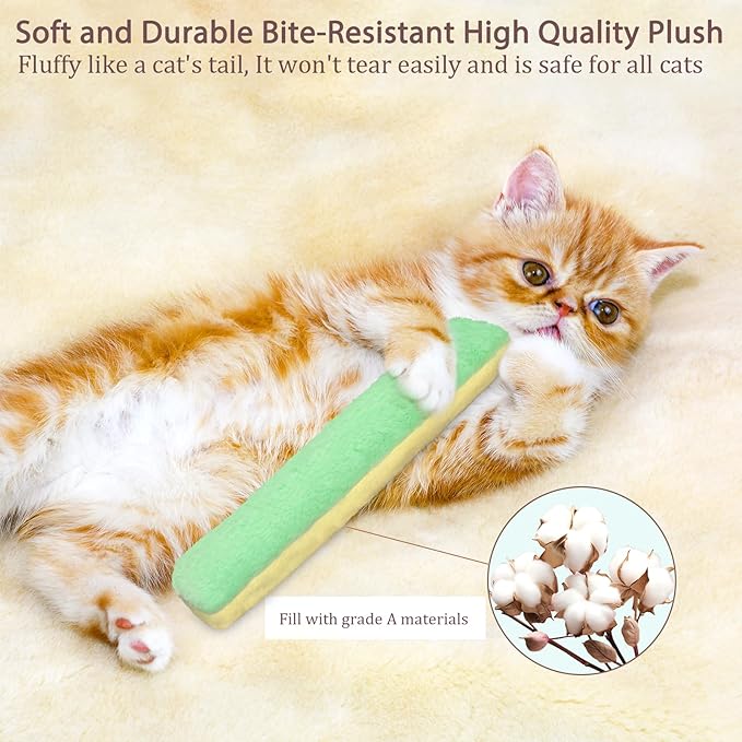 Retro Shaw Cat Toys Kicker Pillows 3Pcs, Refillable Catnip Toys with Crinkle Sound Inside, Interactive Indoor Cat Nip Kitty Kick Sticks for Kitten 10.1 Inches