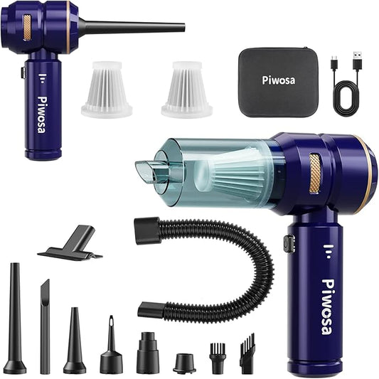 Handheld Vacuum Cordless, Car Vacuum Cleaner with High Power Strong Suction, Compressed Air Dusters with LED Light, Mini Portable Hand Vacuum Blower for Home, Pet (Navy)