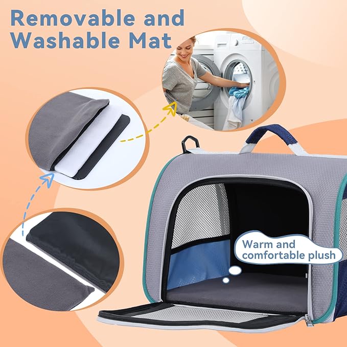 A4Pet Cat Carriers Dog Carrier Pet Carrier, TSA Airline Approved Small Dog Carrier for Cats Dogs Puppies (Up to 15lbs), Washable Soft-Sided Collapsible Travel Puppy Carrier