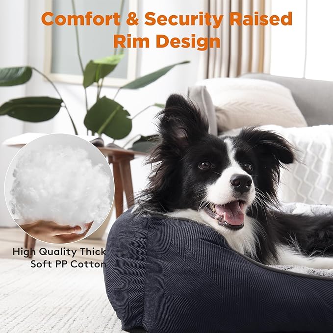 GASUR Rectangle Dog Bed for Large Dogs - Orthopedic, Durable and Anti-Slip. Cozy and Soft, Perfect for Sleeping. Warming Effect for Puppies. (M (30"x24"x9"), Black)