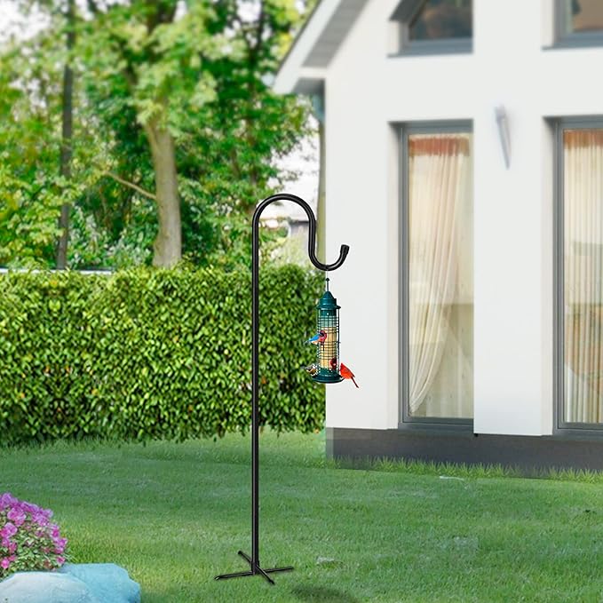 Adjustable Shepherds Hooks - 36Inches, 5Prong Base - Stand Pole for Humming Bird Feeder & Hanging Solar Lights - Mason Jar - Outdoor Garden Wedding Decor (2pcs)