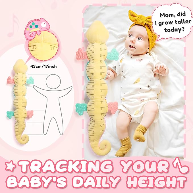 Baby Toys 0-6-12 Months, Musical Stuffed Animal Activity Soft Toys with Multi-Sensory Crinkle,Rattles and Textures,Infant Baby Girl Toys Gifts for Newborn Tummy Time,Dinosaur,Pink