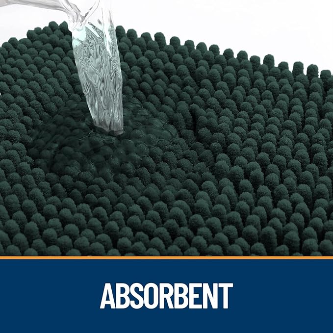 OLANLY Dog Door Mat for Muddy Paws 70x32, Absorbs Moisture and Dirt, Absorbent Non-Slip Washable Doormat, Quick Dry Chenille Mud Mat, Entry Indoor Entryway Carpet for Inside Floor, Blackish Green