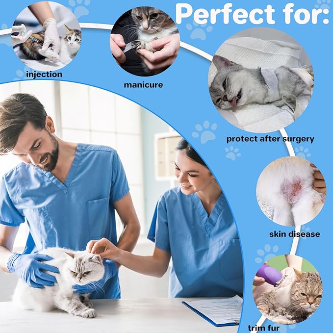 Soft Cat Cone Collar for Cats– Adjustable Lightweight Recovery E-Collar to Stop Licking, Scratching & Biting After Surgery, Comfortable Wound Healing Cone Alternative (Blue, M)