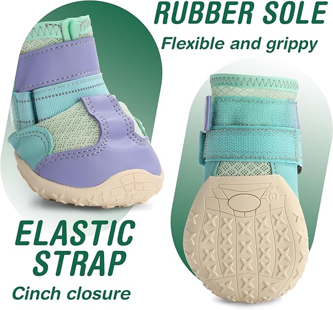 Dog Shoes for Large Dogs, Anti-Slip Dog Boots for Winter Snow, Hot Pavement, Dog Booties & Paw Protectors Blue Size 6