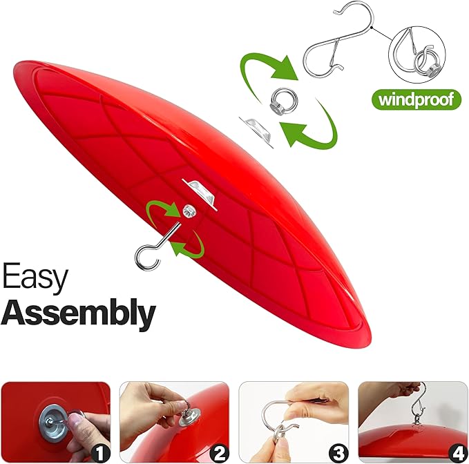 Bird Feeder Dome Guard,Squirrel Baffle for Hanging Feeder,16-Inch Squirrel Cover for Shepherd's Hook in The Outdoors (Red), 2 Pack