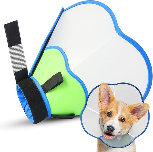 Hard & Heavy Plastic Dog Cone Collar Alternative for Medium Dogs (French Bulldog Dachshund),Pet Neck Head Protective Cone Anti-Lick, Adjustable Elizabethan Recovery Collar Cone of Shame for Healing