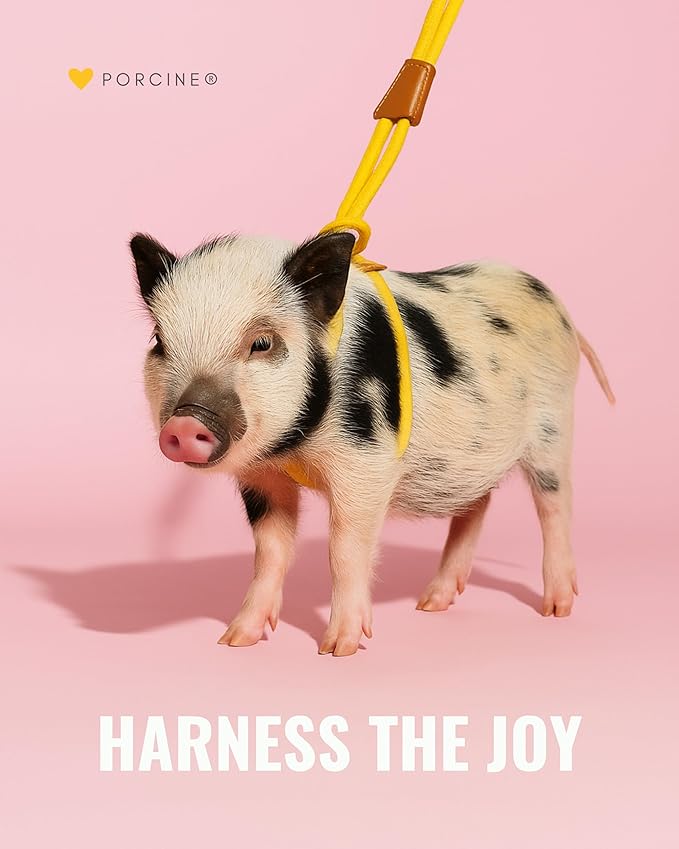 PORCINE® Mini Pig Harness & Leash – Fully Adjustable Step-in Harness with Infinity-Style Lead - Ideal for Medium & Large Potbelly Pigs – Durable, Comfortable, Easy-On Easy-Off (Large Mauve Pink)