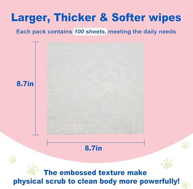 DR.EASY Super Caring Pet Wipes 100ct for Dogs and Cats, Cleans Ears, Face, Butt, Body and Eye Area – Convenient, Ideal for Home or Travel